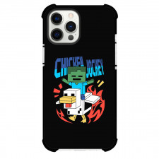 Minecraft Chicken Jockey Phone Case For iPhone Samsung Galaxy Pixel OnePlus Vivo Xiaomi Asus Sony Motorola Nokia - Minecraft Chicken Jockey Sticker On Black Background