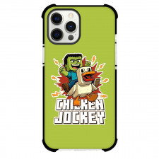 Minecraft Chicken Jockey Phone Case For iPhone Samsung Galaxy Pixel OnePlus Vivo Xiaomi Asus Sony Motorola Nokia - Minecraft Chicken Jockey Sticker On Green Background