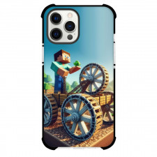 Minecraft Steve Phone Case For iPhone Samsung Galaxy Pixel OnePlus Vivo Xiaomi Asus Sony Motorola Nokia - Steve Riding Farming Cart