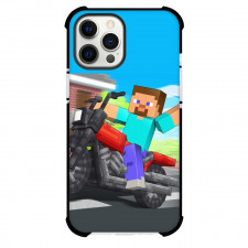 Minecraft Steve Phone Case For iPhone Samsung Galaxy Pixel OnePlus Vivo Xiaomi Asus Sony Motorola Nokia - Steve Riding A Motorcycle