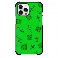 Minecraft Phone Case For iPhone Samsung Galaxy Pixel OnePlus Vivo Xiaomi Asus Sony Motorola Nokia - Zombies Sword Pattern In Green Background