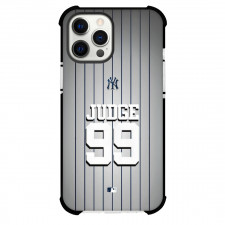 MLB Aaron Judge Case For iPhone Samsung Galaxy Pixel OnePlus Vivo Xiaomi Asus Sony Motorola Nokia - Aaron Judge Logo On Gray And Blue Stripe Background