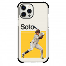 MLB Juan Soto Phone Case For iPhone Samsung Galaxy Pixel OnePlus Vivo Xiaomi Asus Sony Motorola Nokia - Juan Soto San Diego Padres Hitting Pose On Yellow Background