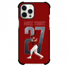 MLB Mike Trout Phone Case For iPhone Samsung Galaxy Pixel OnePlus Vivo Xiaomi Asus Sony Motorola Nokia - Mike Trout 27 Los Angeles Angels Hitting Posture On Red Background