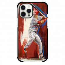 MLB Mike Trout Phone Case For iPhone Samsung Galaxy Pixel OnePlus Vivo Xiaomi Asus Sony Motorola Nokia - Mike Trout Los Angeles Angels Hitting Posture Oil Paint Art Red Background
