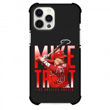 MLB Mike Trout Phone Case For iPhone Samsung Galaxy Pixel OnePlus Vivo Xiaomi Asus Sony Motorola Nokia - Mike Trout Los Angeles Angels Hitting Pose On Word Art Black Background