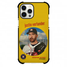 MLB Justin Verlander Phone Case For iPhone Samsung Galaxy Pixel OnePlus Vivo Xiaomi Asus Sony Motorola Nokia - Justin Verlander Houston Round Portrait Poster Yellow Background