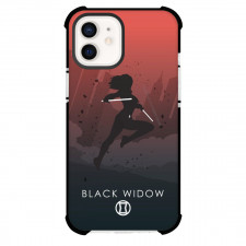 Marvel Black Widow Phone Case For iPhone And Samsung Galaxy Devices - Black Widow Jumping With Weapon Silhoutte