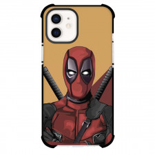 Marvel Deadpool Phone Case For iPhone And Samsung Galaxy Devices - Deadpool Portrait Red Yellow Background Comic Art