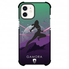 Marvel Guardians Of The Galaxy Gamora Phone Case For iPhone And Samsung Galaxy Devices - Gamora Jump Holding Weapon Poster Silhoutte