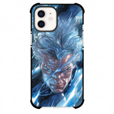 Marvel Phone Case For iPhone And Samsung Galaxy Devices - Quick Silver Head Portrait in Silver Background
