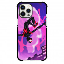 Spider Man Across The Spider Verse Miles Morales Phone Case For iPhone Samsung Galaxy Pixel OnePlus Vivo Xiaomi Asus Sony Motorola Nokia - Miles Morales Falling On Purple Background