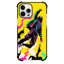 Spider Man Across The Spider Verse Miles Morales Phone Case For iPhone Samsung Galaxy Pixel OnePlus Vivo Xiaomi Asus Sony Motorola Nokia - Miles Morales Jumping On Yellow Background