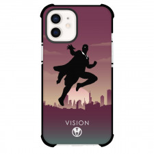 Marvel Phone Case For iPhone And Samsung Galaxy Devices - Vision Silhoutte On Maroon Background