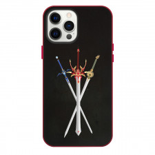 Magic Knight Rayearth Phone Case For iPhone Samsung Galaxy Pixel OnePlus Vivo Xiaomi Asus Sony Motorola Nokia - Hikaru Fuu And Umi Swords Illustration Art On Dark Background