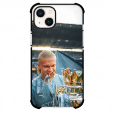 Manchester City F.C. Erling Haaland Phone Case For iPhone Samsung Galaxy Pixel OnePlus Vivo Xiaomi Asus Sony Motorola Nokia - Erling Haaland Holds the Trophy of Premier League With A Crown Poster