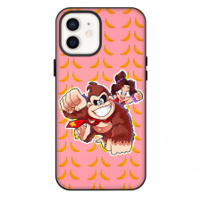 Donkey Kong Bananza Phone Case For iPhone Samsung Galaxy Pixel OnePlus Vivo Xiaomi Asus Sony Motorola Nokia - Donkey Kong And Pauline Sticker On Banana Pattern Art Background