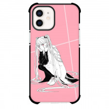 Mashle Magic And Muscles Phone Case For iPhone Samsung Galaxy Pixel OnePlus Vivo Xiaomi Asus Sony Motorola Nokia - Love Cute Sitting Grayscale Anime Art On Pink Background