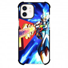 Mega Man Phone Case For iPhone And Samsung Galaxy Devices - Mega Man X Attacking With Weapon Blue Flares Background