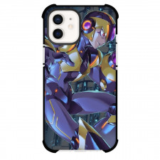 Mega Man Phone Case For iPhone And Samsung Galaxy Devices - Mega Man X Side Portrait Machine Background Anime