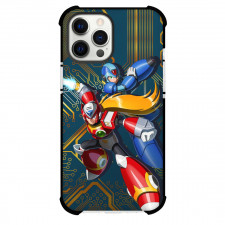 Mega Man Phone Case For iPhone And Samsung Galaxy Devices - Mega Man X Zero Ready To Attack Red Blue Anime