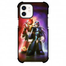 Mega Man Phone Case For iPhone And Samsung Galaxy Devices - Mega Man X Zero Standing Pose Red Violet Background