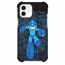 Mega Man Phone Case For iPhone And Samsung Galaxy Devices - Mega Man Pose Chibi Art Background