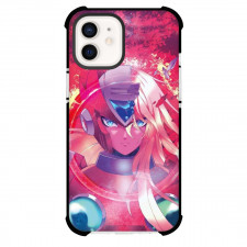 Mega Man Zero Phone Case For iPhone And Samsung Galaxy Devices - Zero Face Portrait Pink Background Anime