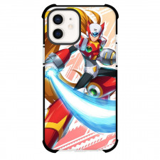 Mega Man Zero Phone Case For iPhone And Samsung Galaxy Devices - Zero Holding Weapon Ready To Fight Orange Illustration