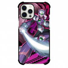 Mega Man Zero Phone Case For iPhone And Samsung Galaxy Devices - Zero Holding Weapon Ready To Fight Pink Illustration