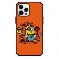 Minions Stuart Phone Case For iPhone Samsung Galaxy Pixel OnePlus Vivo Xiaomi Asus Sony Motorola Nokia - Stuart Grumpy Cartoon Art On Orange Background