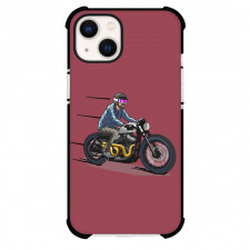 Motorbike Phone Case For iPhone Samsung Galaxy Pixel OnePlus Vivo Xiaomi Asus Sony Motorola Nokia - Motorbike Cafe Racer Running Illustration Art On Red Background