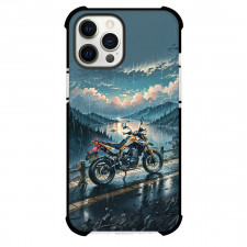 Motorbike Phone Case For iPhone Samsung Galaxy Pixel OnePlus Vivo Xiaomi Asus Sony Motorola Nokia - Motorbike Digital Art Depicting A Motorbike Standing Beside The Road During Rain