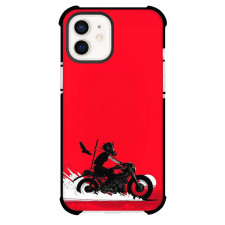 Motorbike Phone Case For iPhone Samsung Galaxy Pixel OnePlus Vivo Xiaomi Asus Sony Motorola Nokia - Motorbike Retro Rider On A Bike Silhouette On Red Background