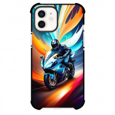 Motorbike Phone Case For iPhone Samsung Galaxy Pixel OnePlus Vivo Xiaomi Asus Sony Motorola Nokia - Motorbike Rider Illustration Art On Multi Color Background