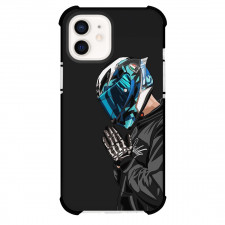 Motorbike Phone Case For iPhone Samsung Galaxy Pixel OnePlus Vivo Xiaomi Asus Sony Motorola Nokia - Motorbike Rider Wears Helmet Side Portrait Illustration Art On Dark Background