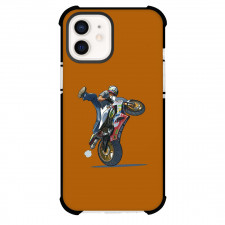 Motorbike Phone Case For iPhone Samsung Galaxy Pixel OnePlus Vivo Xiaomi Asus Sony Motorola Nokia - Motorbike Stunt Illustration Art On Brown Background