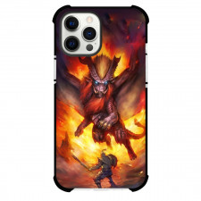 Monster Hunter Teostra Phone Case For iPhone Samsung Galaxy Pixel OnePlus Vivo Xiaomi Asus Sony Motorola Nokia - Teostra Versus Human Flame Background