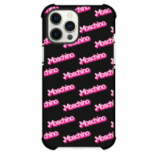Moschino Phone Case For iPhone Samsung Galaxy Pixel OnePlus Vivo Xiaomi Asus Sony Motorola Nokia - Moschino Retro Barbie Pink Pattern Art On Black Background