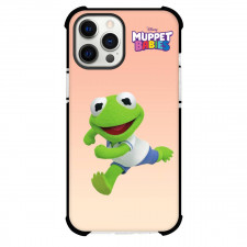 Muppet Babies Kermit The Frog Phone Case For iPhone And Samsung Galaxy - Kermit The Frog Running On Orange Background