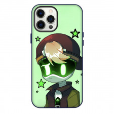 Murder Drones Thad Phone Case For iPhone Samsung Galaxy Pixel OnePlus Vivo Xiaomi Asus Sony Motorola Nokia - Thad With Green Eyes Surrounded By Stars On Green Background