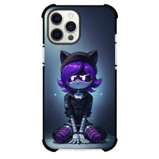 Murder Drones Uzi Phone Case For iPhone Samsung Galaxy Pixel OnePlus Vivo Xiaomi Asus Sony Motorola Nokia - Uzi Sitting On Ground With Purple Hair And Eyes Glowing Poster