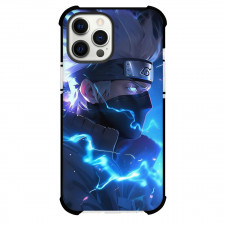 Naruto Phone Kakashi Case For iPhone And Samsung Galaxy Devices - Kakashi Side Portrait Blue Lightning Background