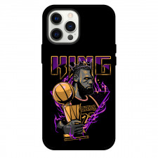 NBA Lebron James Phone Case For iPhone Samsung Galaxy Pixel OnePlus Vivo Xiaomi Asus Sony Motorola Nokia - Lebron James Los Angeles Lakers 23 The King Vector Illustration On Black Background