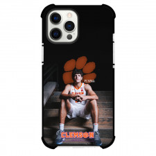 NBA PJ Hall Clemson Phone Case For iPhone Samsung Galaxy Pixel OnePlus Vivo Xiaomi Asus Sony Motorola Nokia - PJ Hall Sitting on Clemson Logo Background