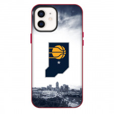 NBA Indiana Pacers Phone Case For iPhone Samsung Galaxy Pixel OnePlus Vivo Xiaomi Asus Sony Motorola Nokia - Indiana Pacers Logo On Grayscale City Background