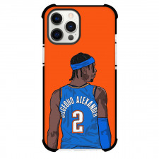 NBA Shai Gilgeous-Alexander Phone Case For iPhone Samsung Galaxy Pixel OnePlus Vivo Xiaomi Asus Sony Motorola Nokia - Shai Gilgeous-Alexander 2 Okc Thunder Standing Back Illustration Art On Orange Background