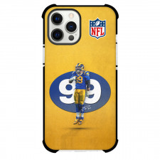 NFL Aaron Donald Phone Case For iPhone Samsung Galaxy Pixel OnePlus Vivo Xiaomi Asus Sony Motorola Nokia - Aaron Donald 99 LA Rams Jumping Yellow Background
