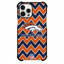 NFL Denver Broncos Phone Case For iPhone Samsung Galaxy Pixel OnePlus Vivo Xiaomi Asus Sony Motorola Nokia - Denver Broncos Logo On Orange Blue Zig Zag Background