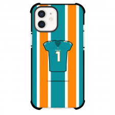 NFL Miami Dolphins Phone Case For iPhone Samsung Galaxy Pixel OnePlus Vivo Xiaomi Asus Sony Motorola Nokia - Dolphins Uniform In Teal and Orange Stripes Background